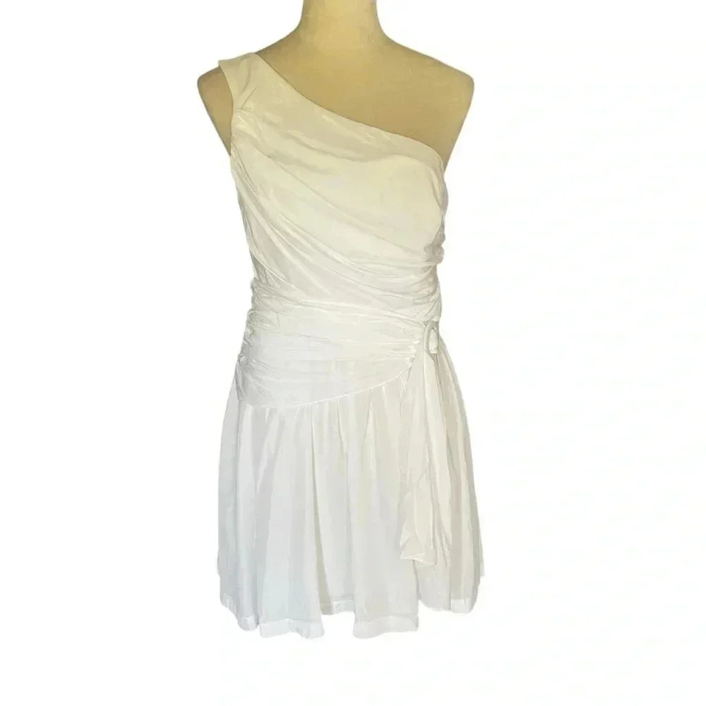 Do+Be Petal And Pup Gilbert One Shoulder White Mini Coquette Dress Women Size L - Picture 3 of 7